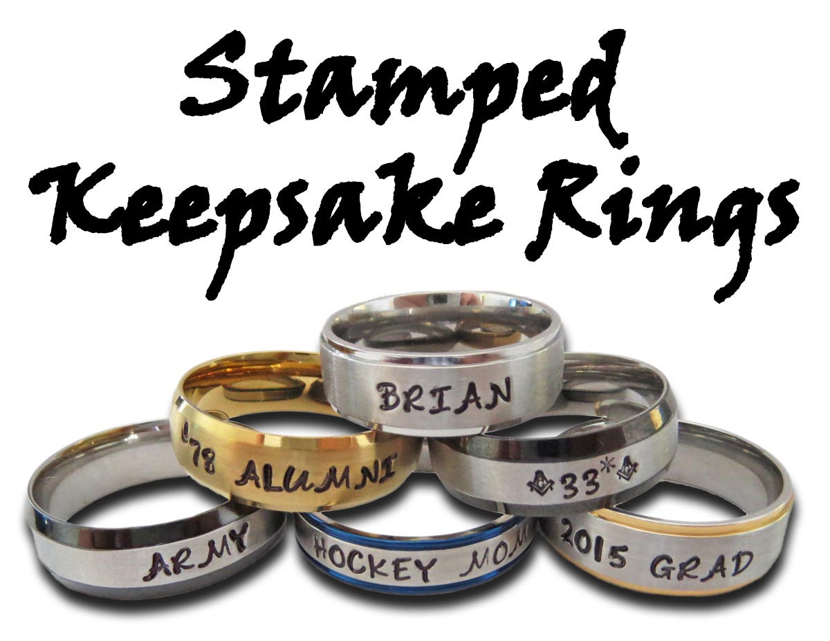 Stainless Steel Stamped Gold Diamond Cut Edge Ring 8mm,