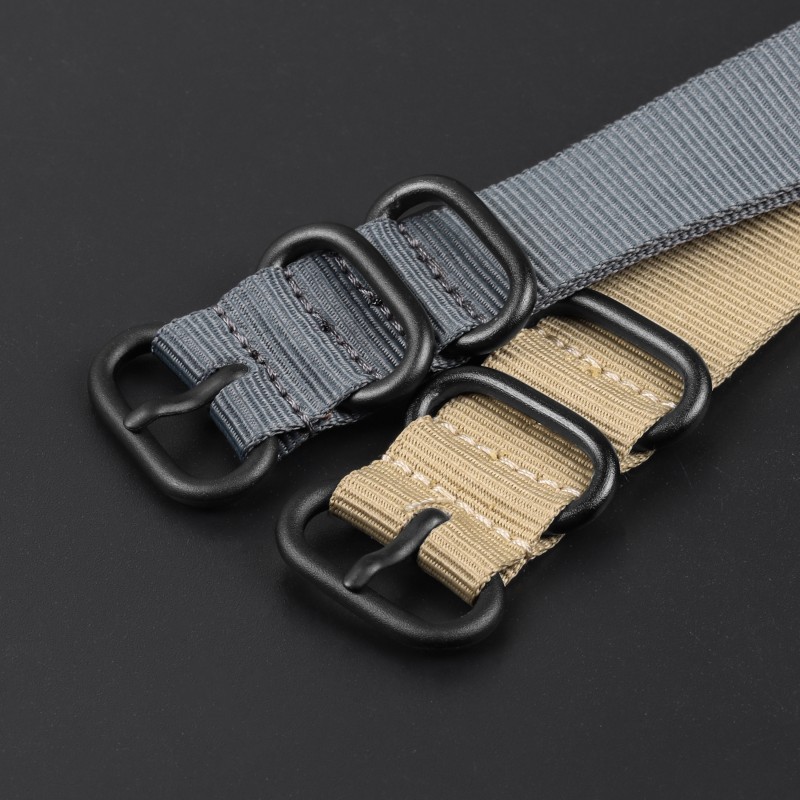 Quality One Piece Thicked Nylon Canvas Watch Band Strap 18/20/22/24mm Five-ring