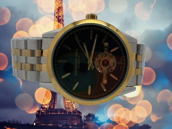 Beautiful Two-Tone Raymond Weil Geneve Black Dial Refurbished Automatic Watch