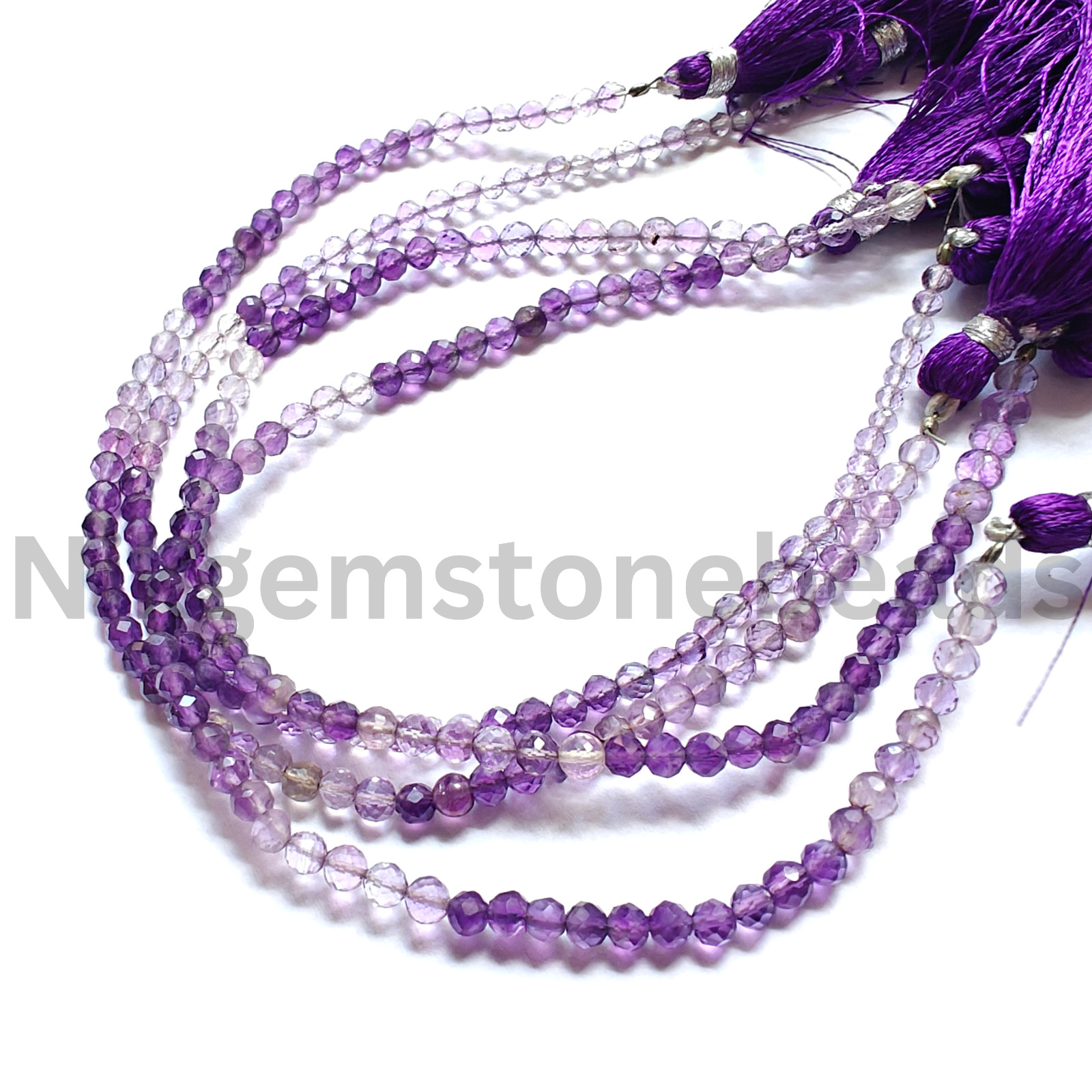 Natural Shaded Pink Amethyst Beads, Briolette Faceted Round Ct Gems, 3.75-4.25MM