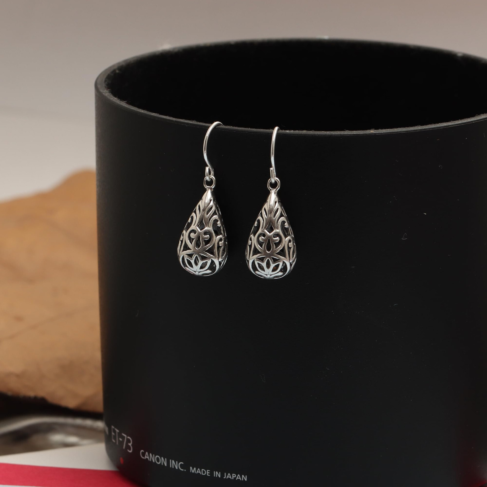 925 Sterling Silver Antique Filigree Balinese Drop Dangle Earrings for Women