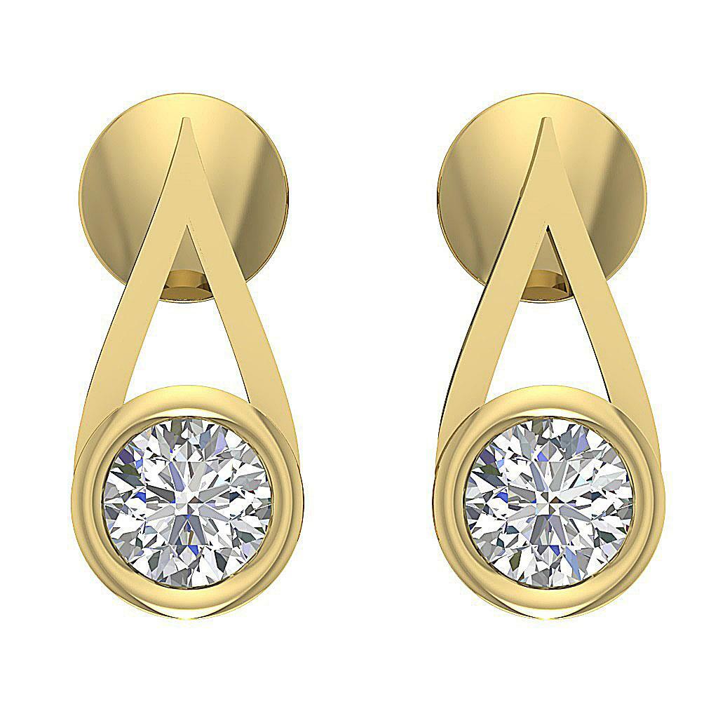 Dangle Earrings SI1 G 1/2Ct Round Cut Diamond 14K White Gold Appraisal 0.47Inch