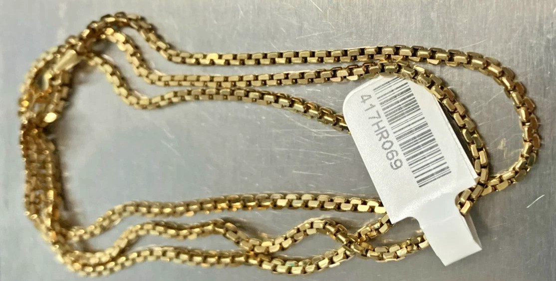 10kt Real Gold Rounded Box Semi-Solid/Hollow Chain 6.84grams 2.4mm 24” NWT 10K