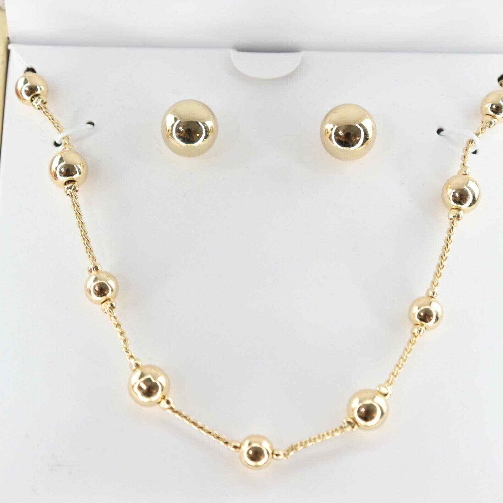 Charter Club NIB Gold-Tone Bead Ball Necklace & Earring Set
