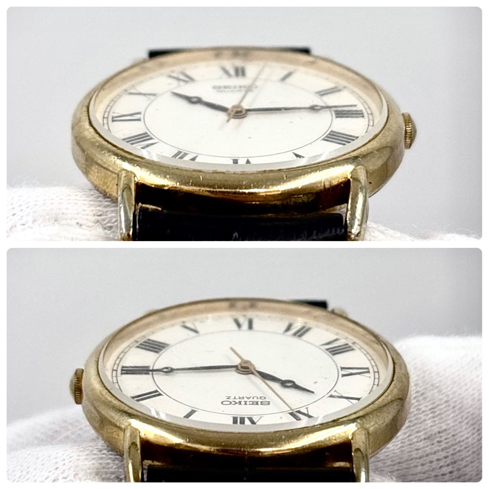 SEIKO Quartz Roman Index Gold Wristwatch manufactured in August 1983 Japan vinta