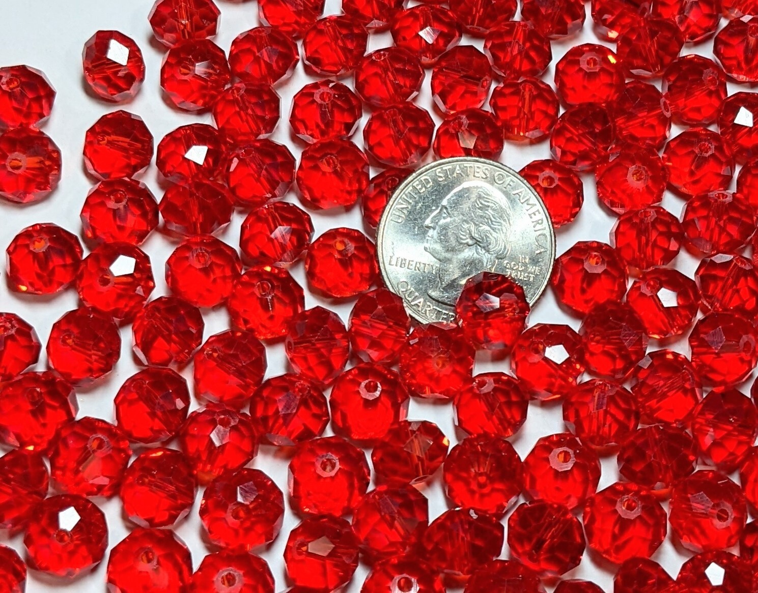 Crystal Beads 8mm Beads for Jewelry Making Bulk 180 pcs Red Roundelle