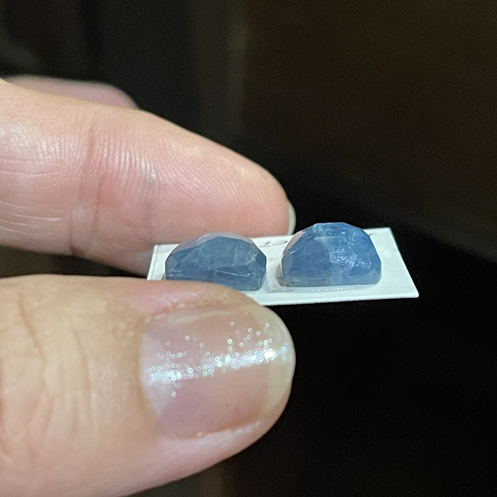 13.85ct 14x10x4.7mm Pair Aqua Blue Kyanite Shield Cut Faceted Cabochons Gems