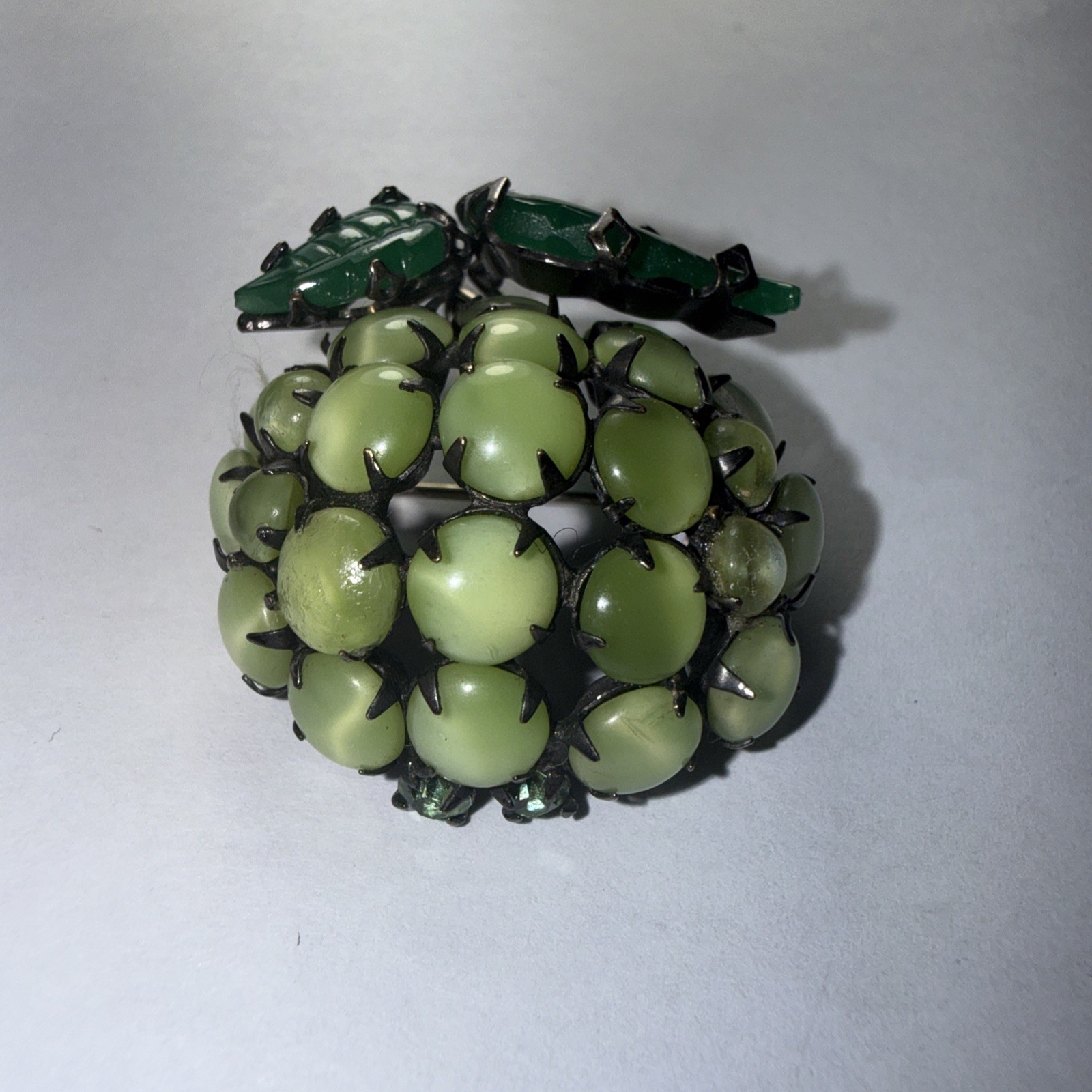 Brooch Pin Schreiner New York “Fantasy Lime” or “Green Strawberry” Unsigned Rare