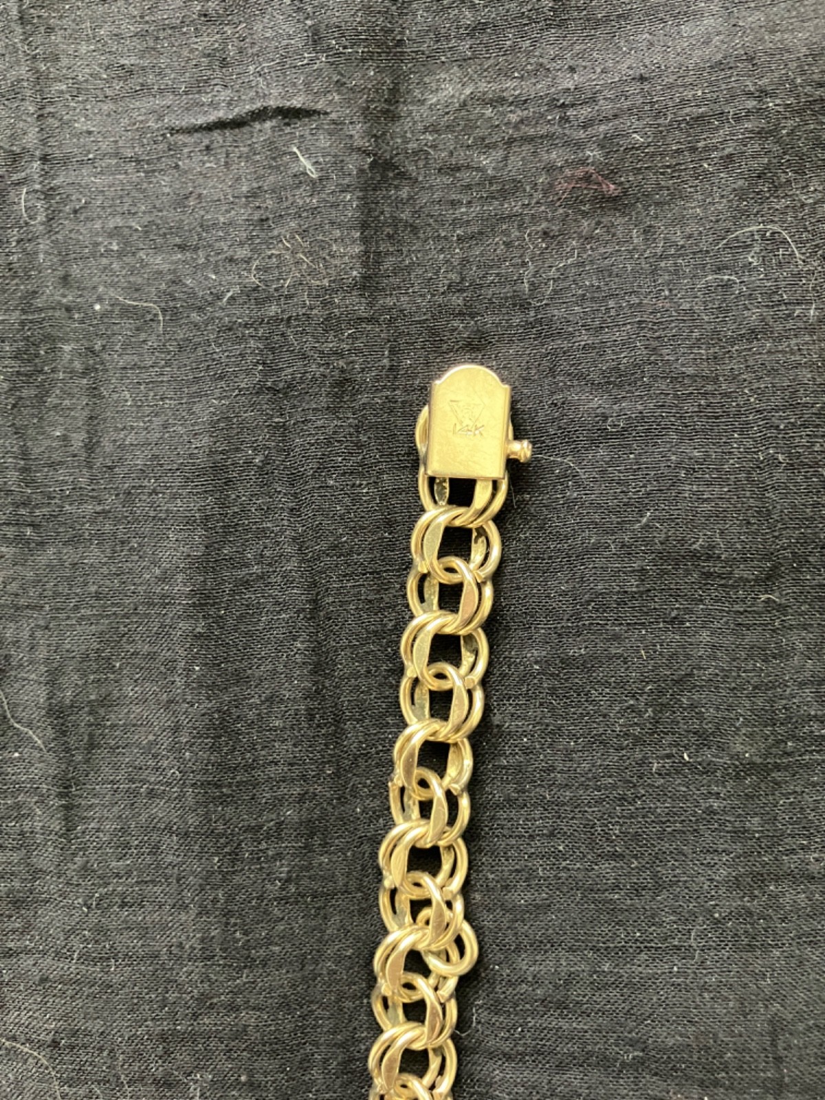 14K yellow gold double link charm bracelet POM 60’s 21 grams 8 inches