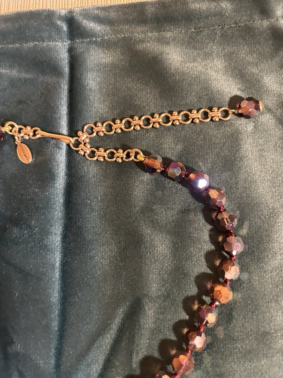 Heidi Daus “Well Connect” Swarovski Merlot Crystal Pendant Glass Beads Necklace