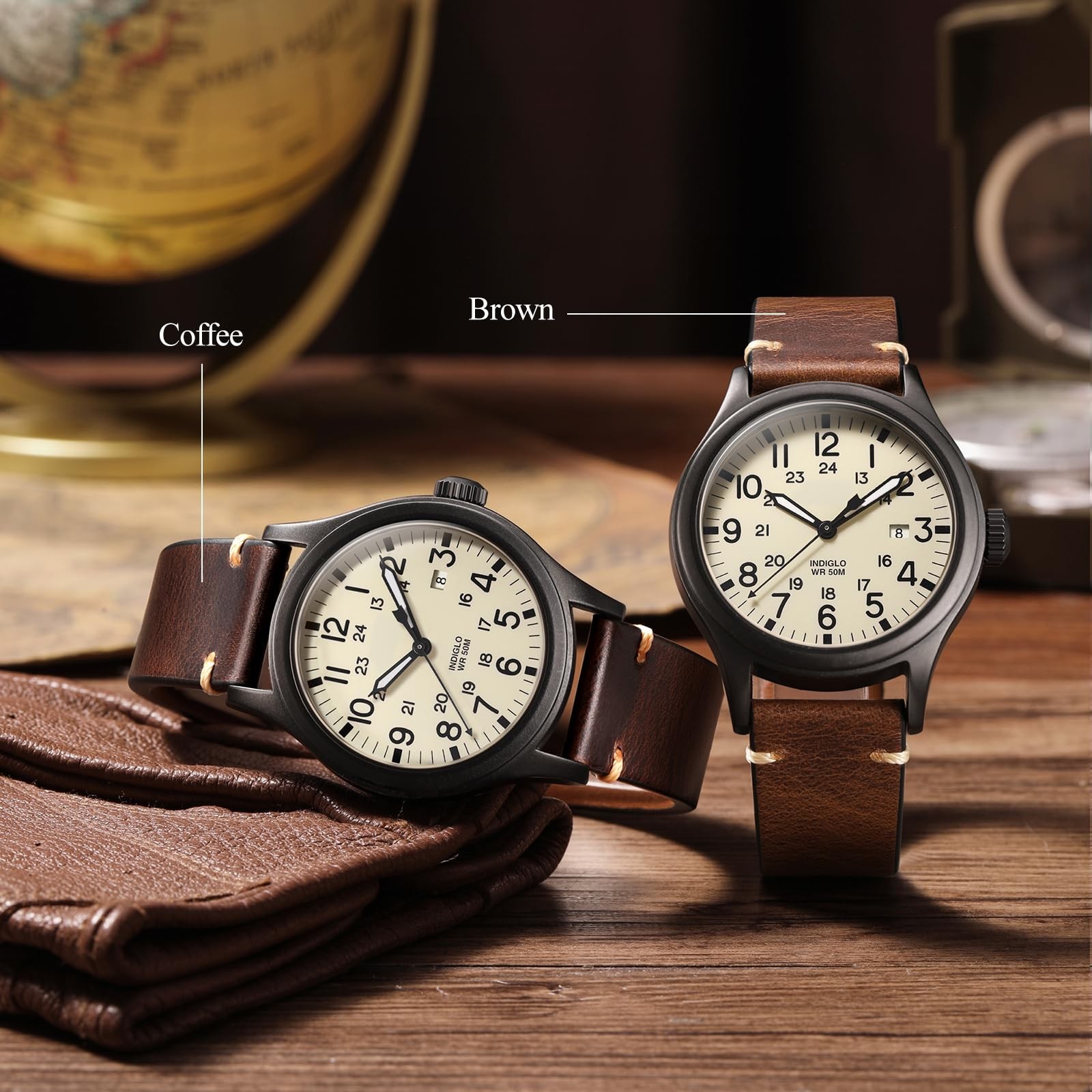 Retro Oil Wax Leather Watch Band 18 20 22mm Quick Release Foldover Clasp