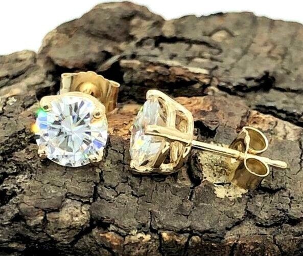2.0Ct Round Lab Created Diamond Solitaire Stud Earrings 14K Yellow Gold Plated