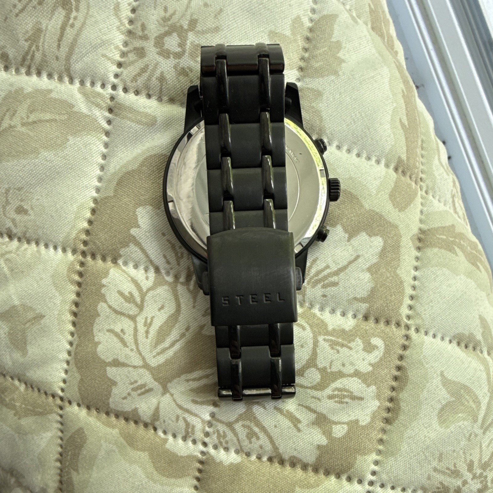GUESS Men’s Black Chronograph Date Quartz Analog Watch, SS Bracelet