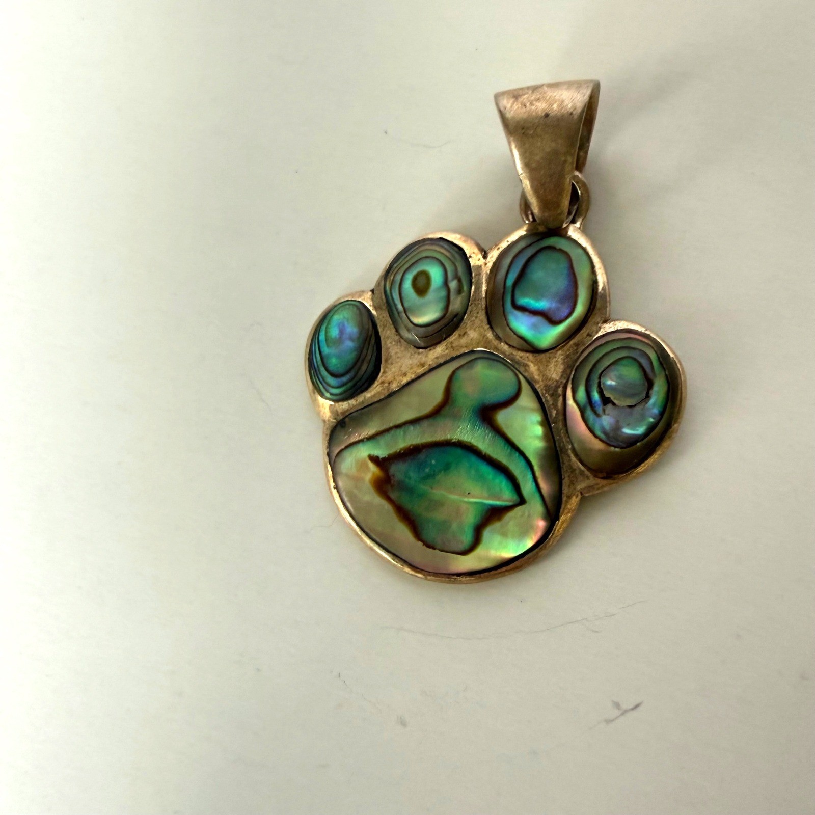Sterling Silver 925 Abalone Shell Paw Print Pendant Philippines Animal Jewelry