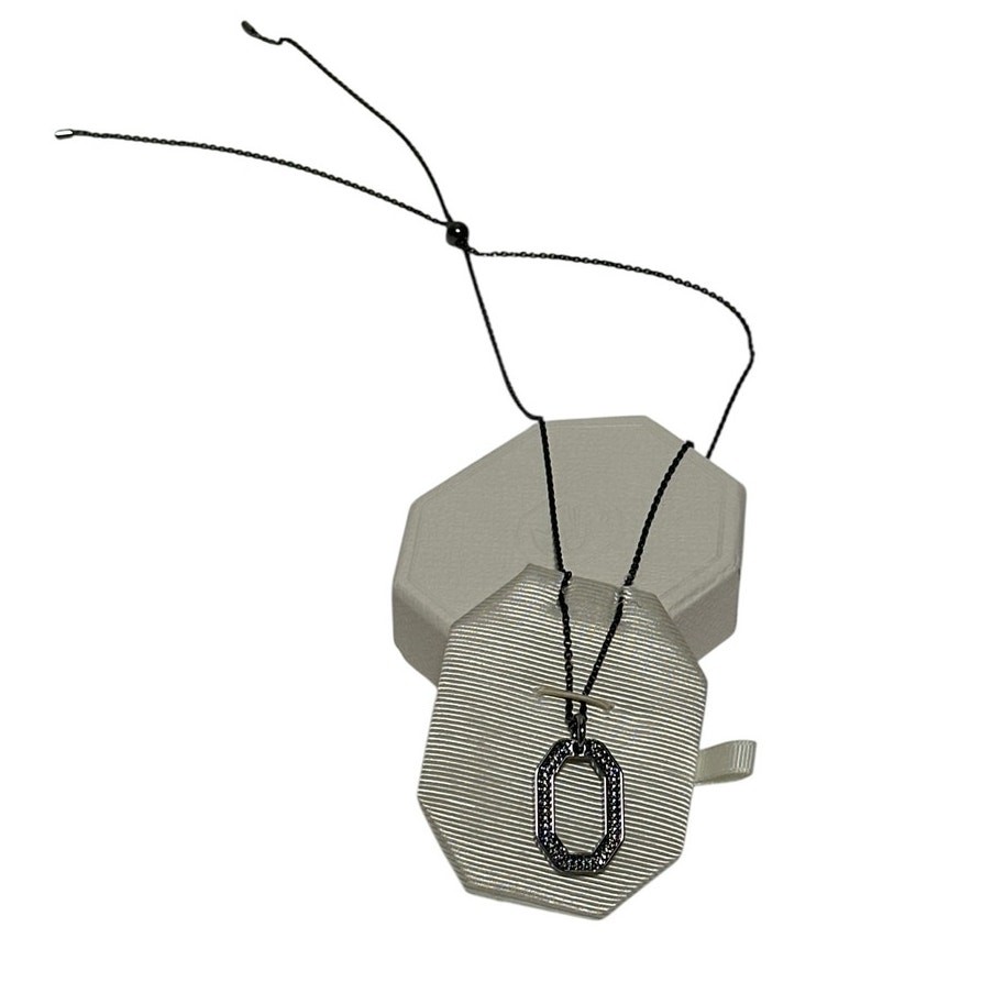 Swarovski Dextera pendant Octagon shape, Black, Ruthenium plated Long Necklace