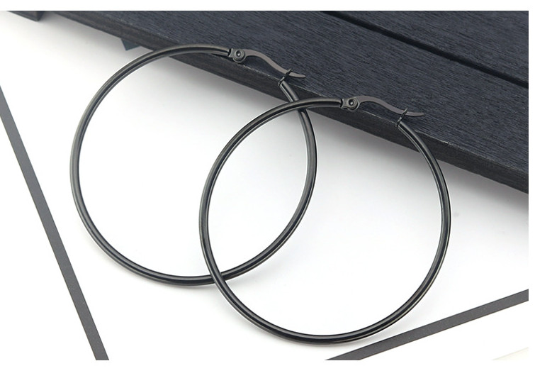 Gold Rose Gold Black Silver Stainless Steel Simple Round Hoop Earrings 10mm-70mm
