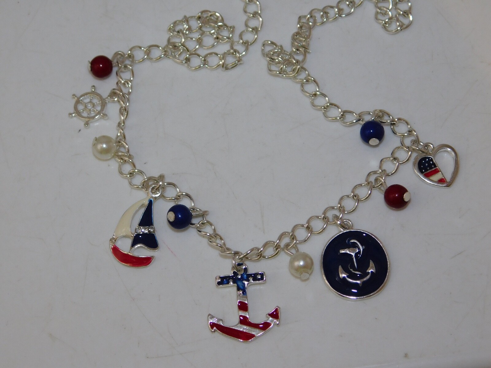 Patriotic Nautical USA Red White Blue 4th July Anchor Sail Boat