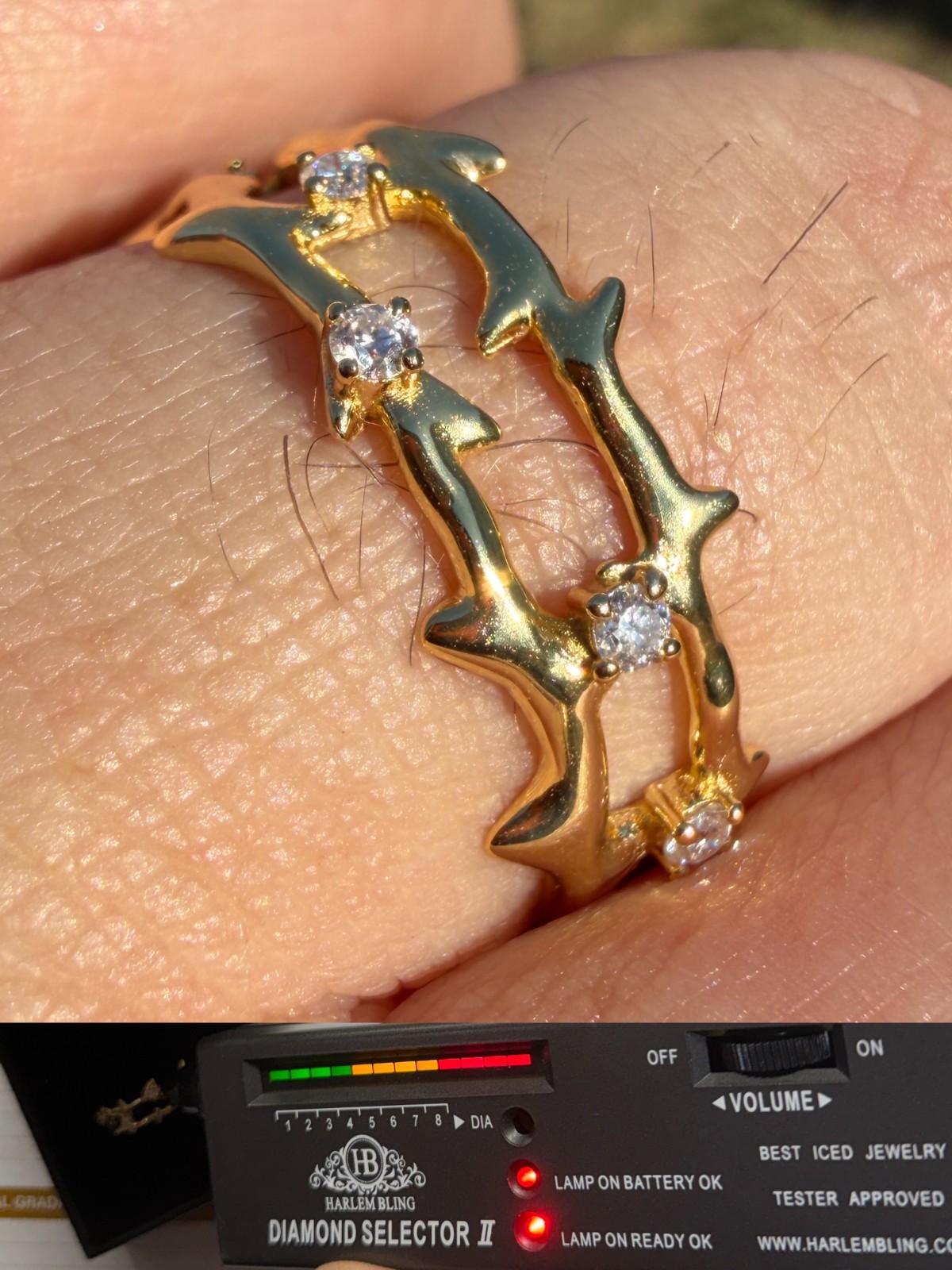 MOISSANITE Iced Crown Of Thorns Jesus Ring Real 14k Gold 925 Sterling Silver