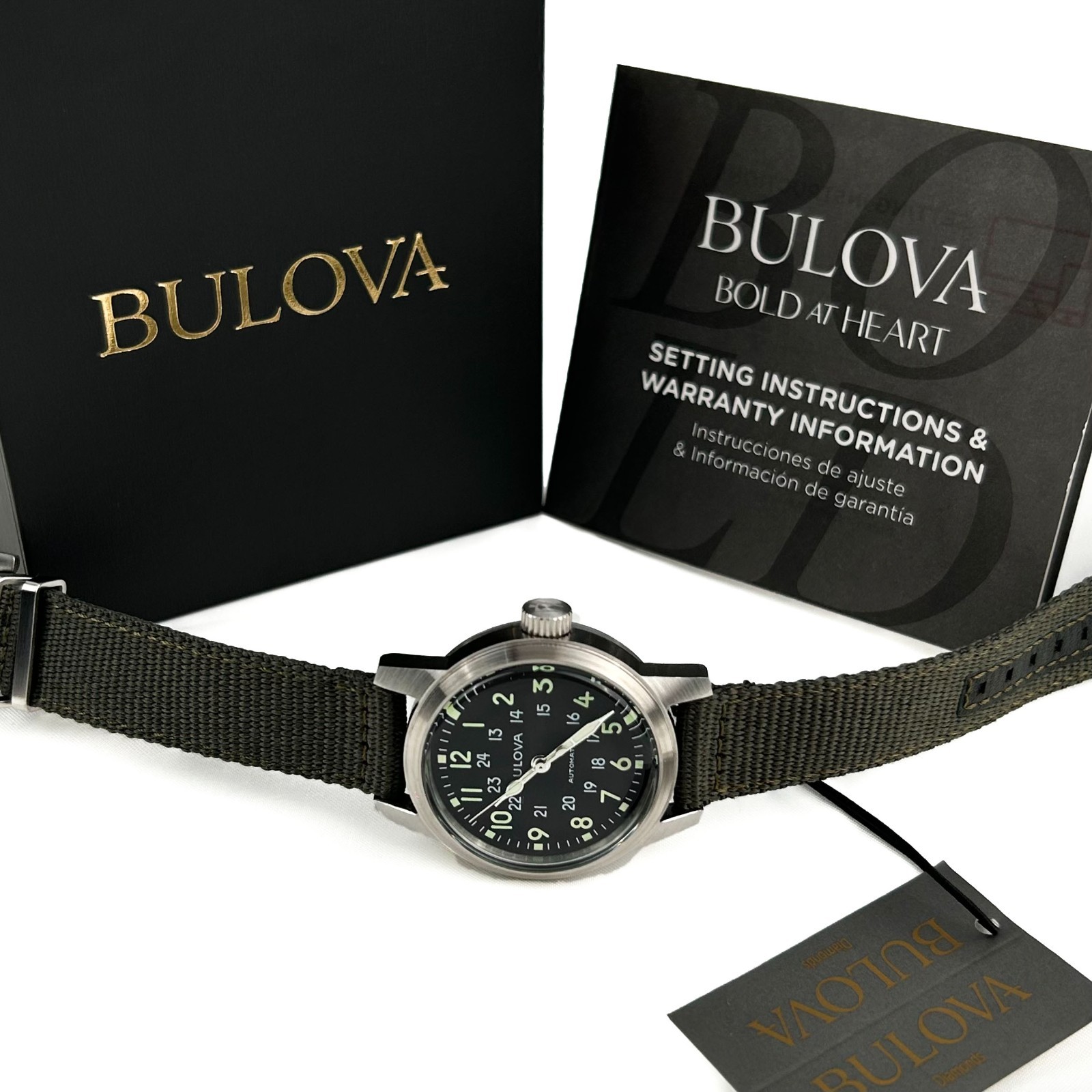 Bulova Military VWI Special Edition HACK 38mm Automatic Men’s 96A259 Watch-W/box