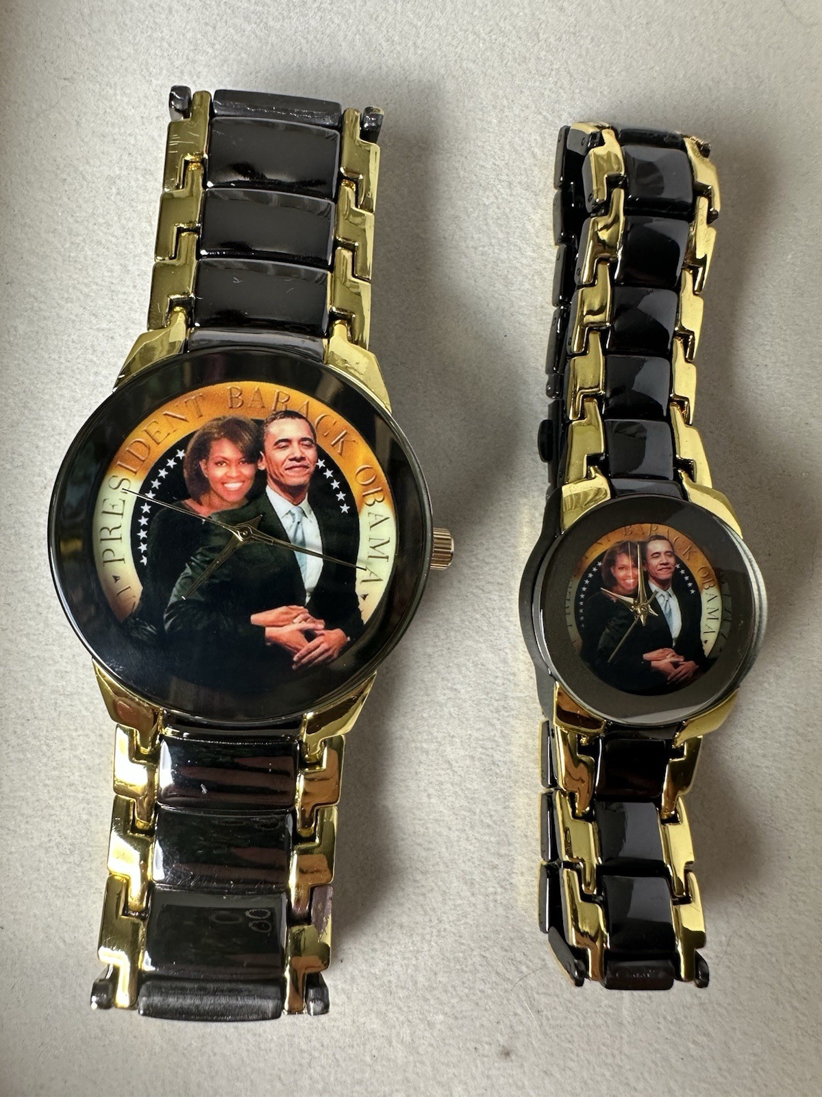 RARE Charles Raymond President Barack Obama Michelle Obama Watch Set No4324 NOS