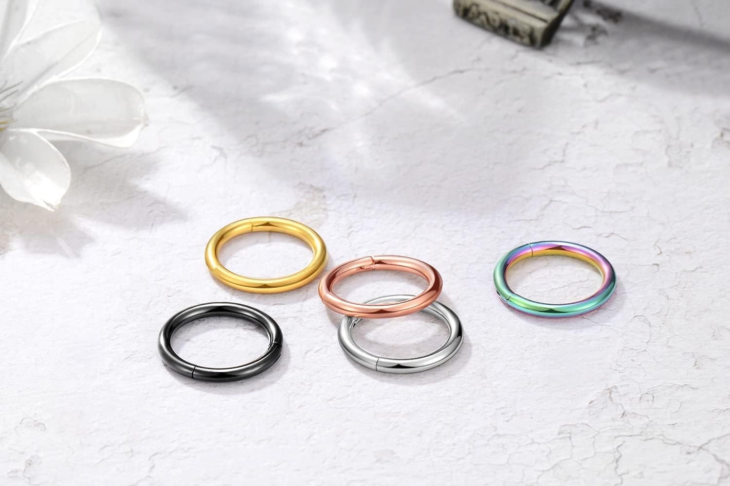 Elegant 316L Surgical Steel Clicker Hoop Nose Ring – 9mm, Multi-Color Options