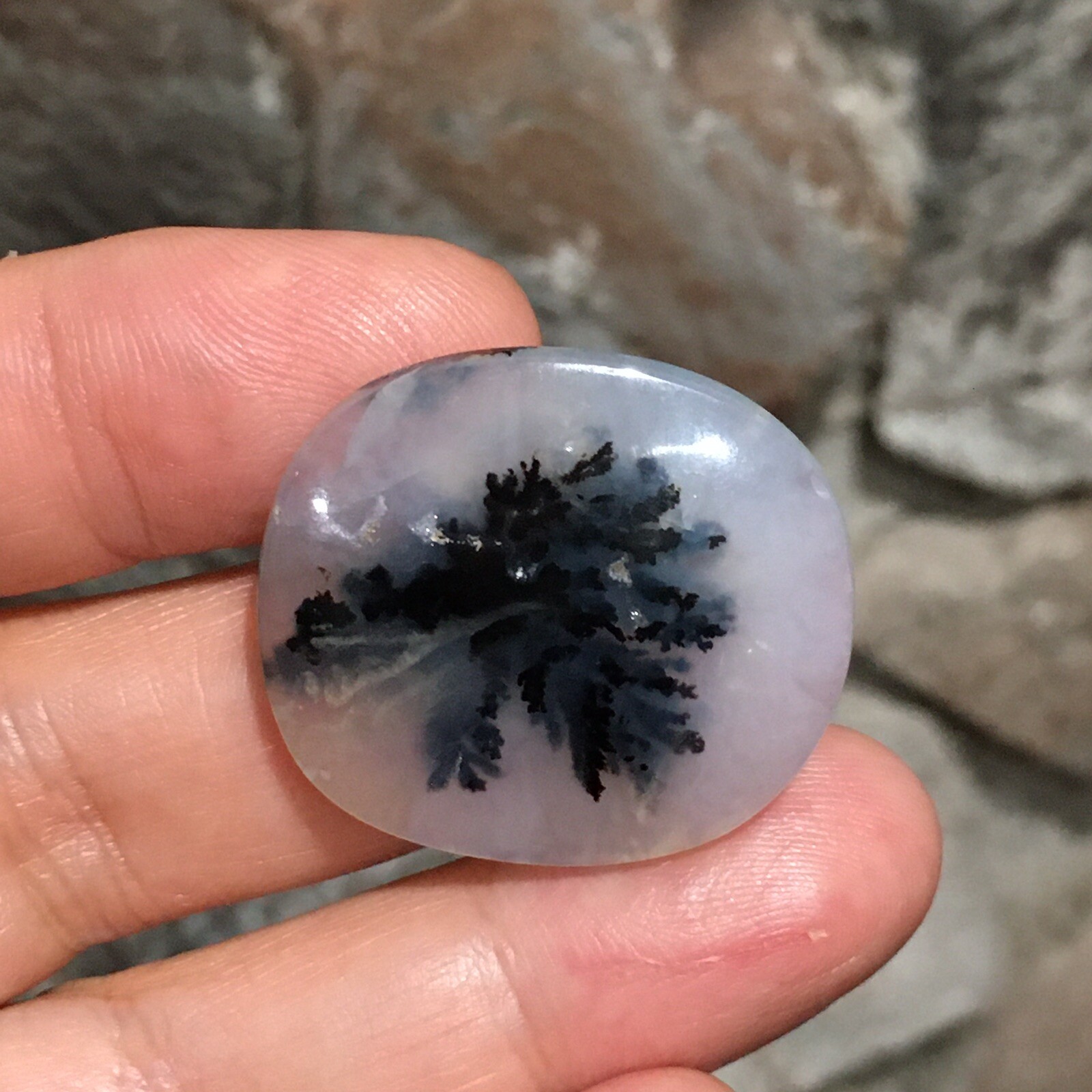 30.5x27x6mm Dendrite Agate Picture Cabochon Loose Stone