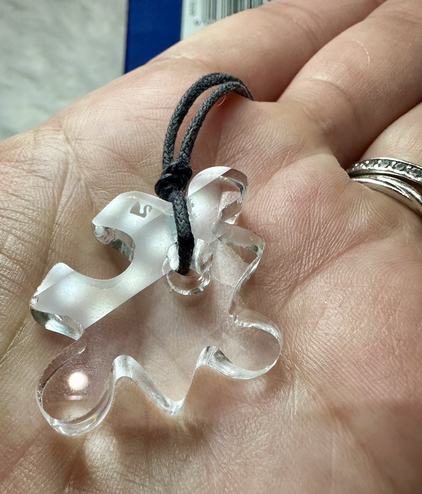 GENUINE Swan Signed SWAROVSKI Puzzle Piece Clear Crystal Pendant W/ Box & Certi.