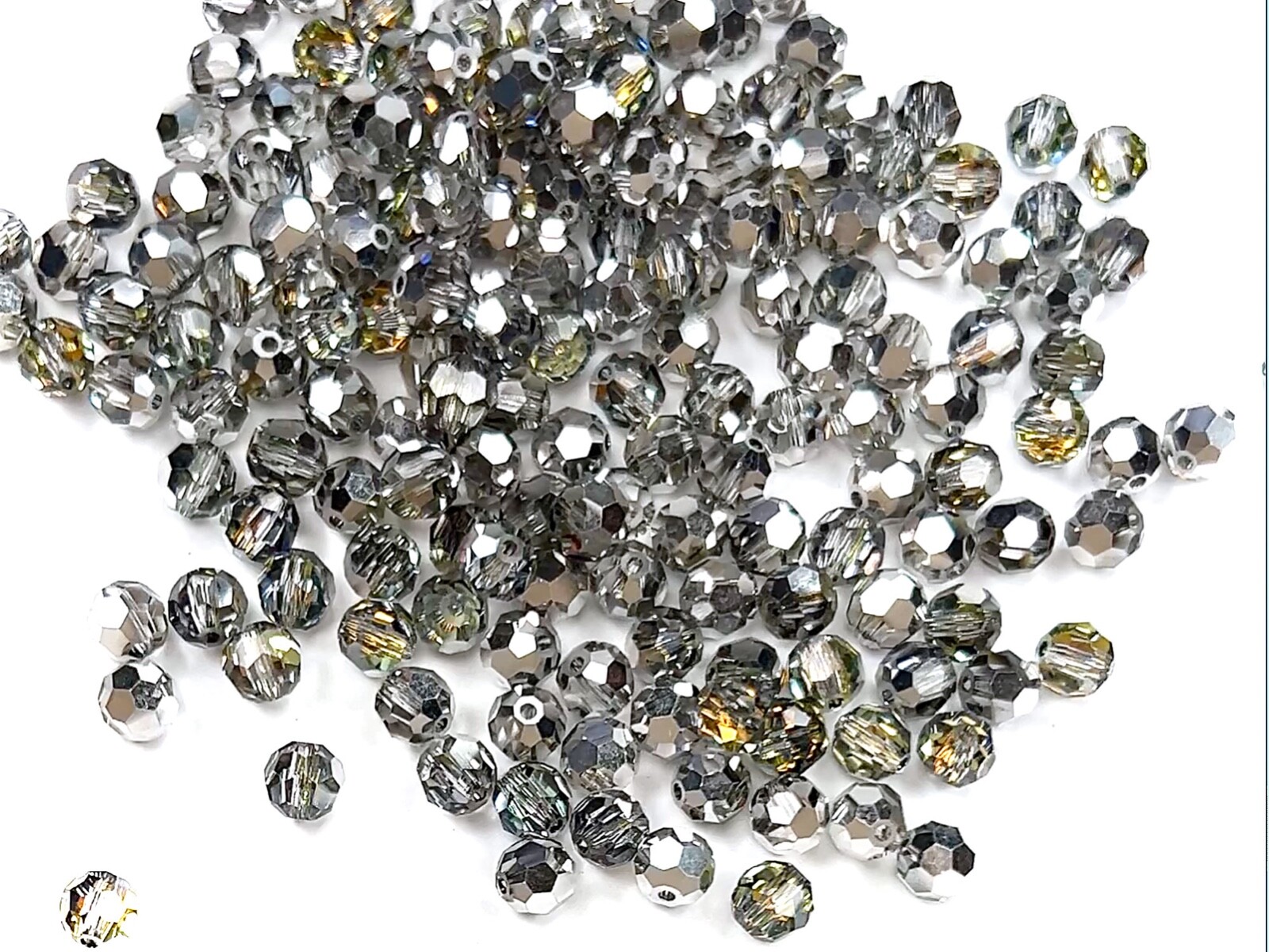 72 Genuine Preciosa Czech Round MC Crystal Beads 6mm Crystal Marea Silver 28036