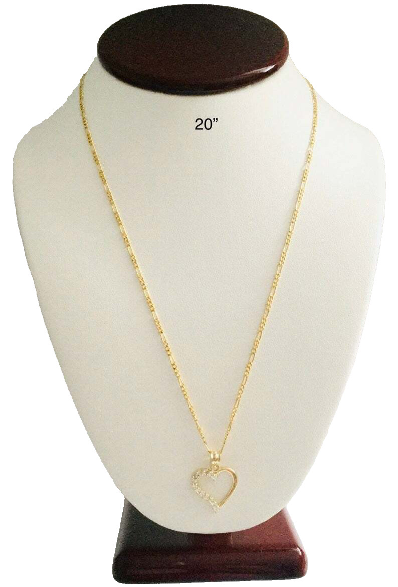 10K Real Gold Heart Love Charm 20″ Necklace, Solid Gold 25mm Heart- GP06-1