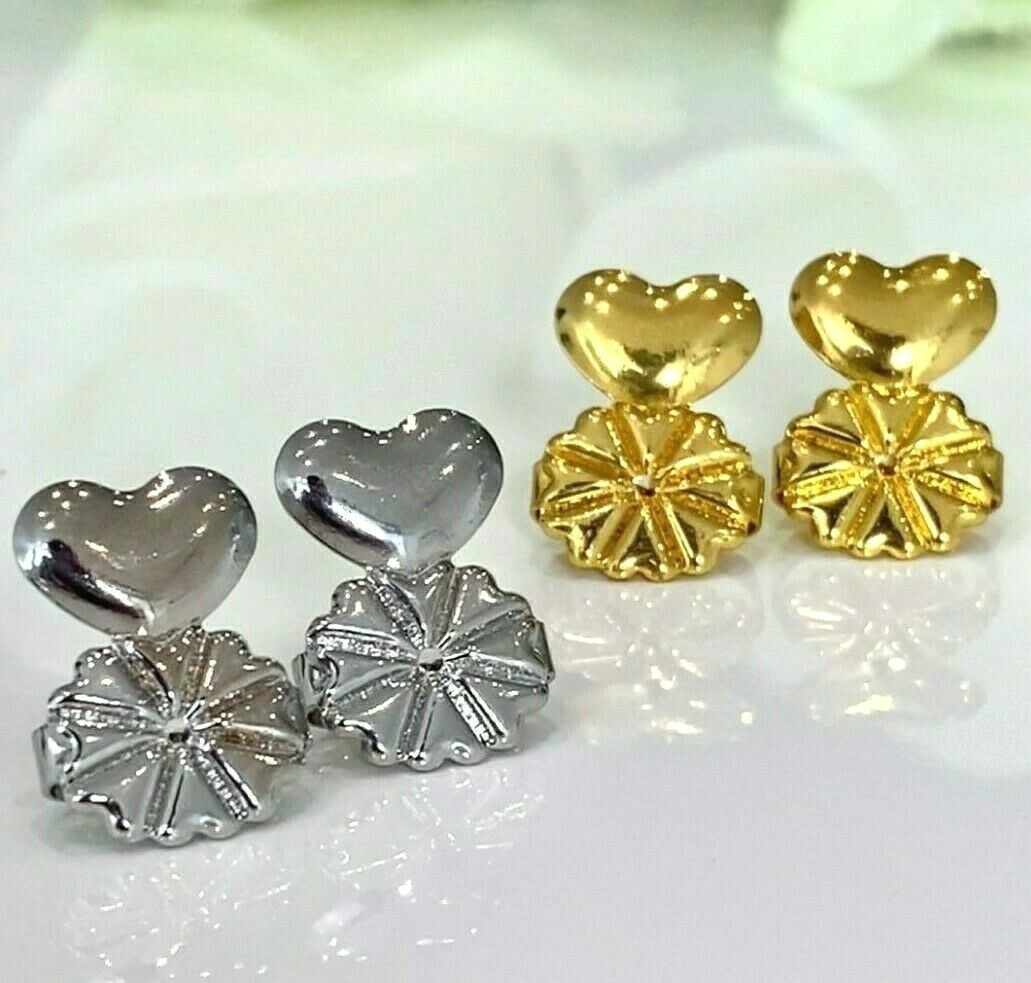 1 Pair Earring Lifters Gold Silver Earring Backs for Droopy Ears Hypoallergenic