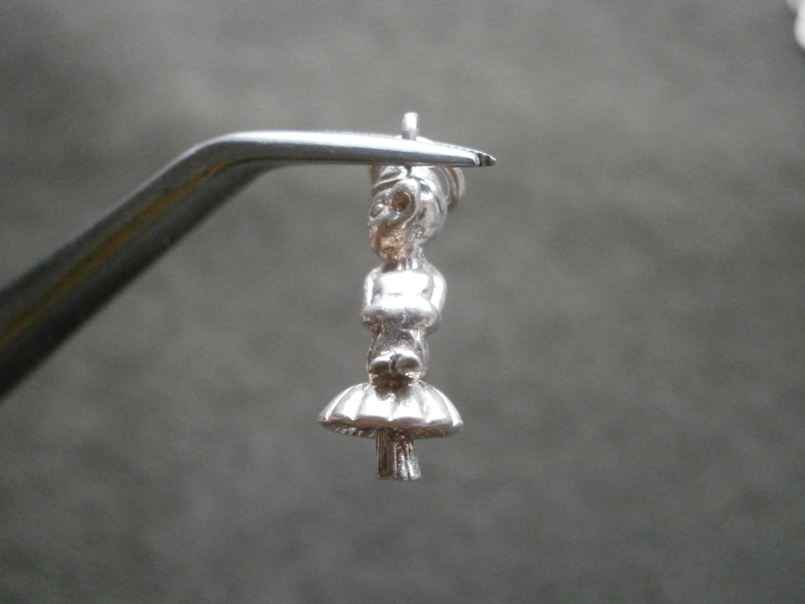 Cornish Piskie Pixie on Toadstool Vintage Sterling Silver Bracelet Charm 3.0g