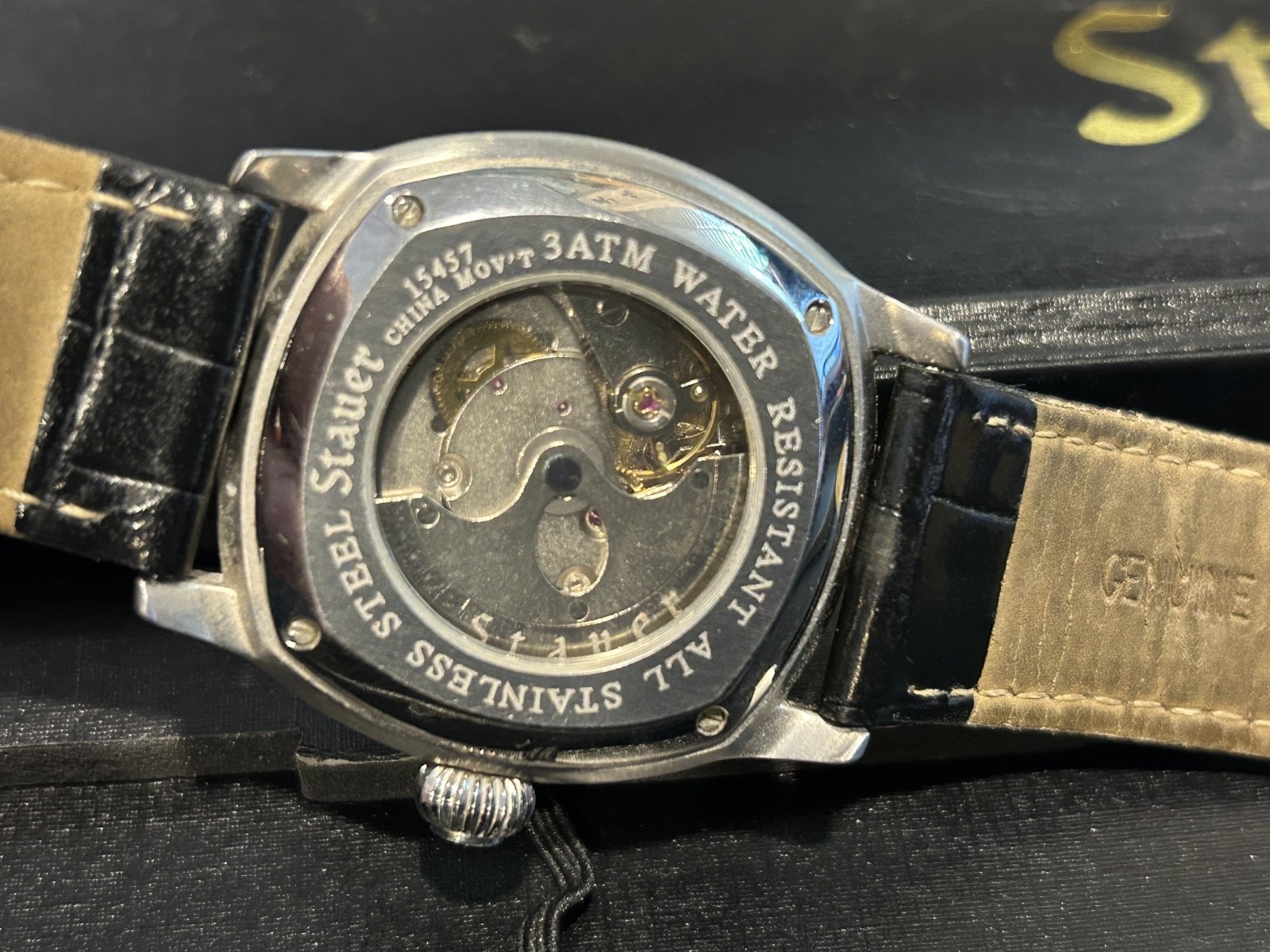 Stauer 1930 Dashtronic, Automatic, 21 Jewels, Stainless Steel, Leather Used
