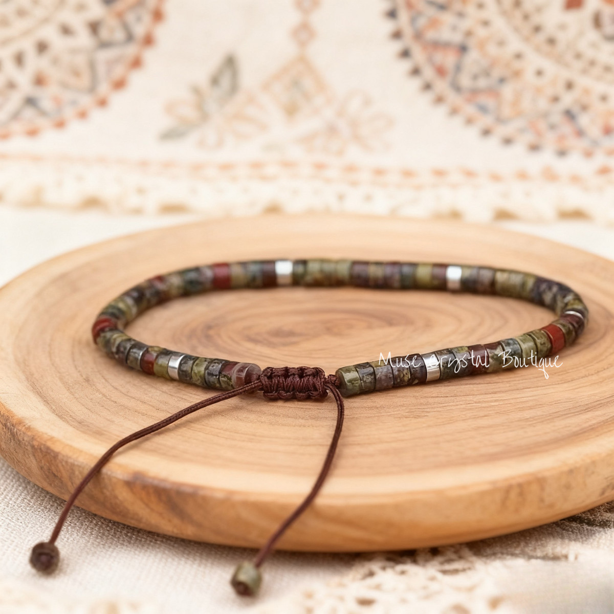 Natural Dragon Blood Stone Healing Reiki Gemstone Bracelet Gift for Men Women