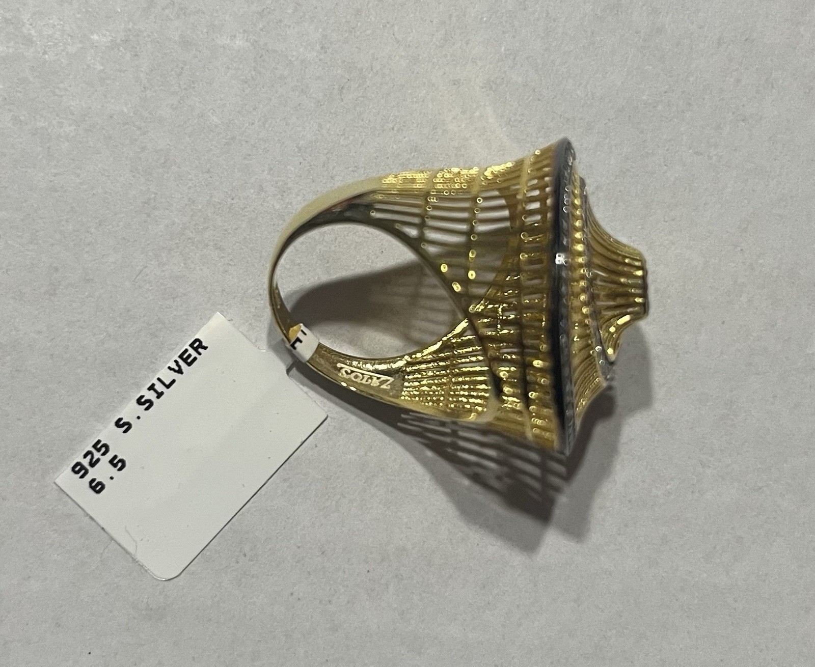 Gold color plated Over 925 stamped Sterling Silver Ring Size 6.5 MSRP 126.99 New