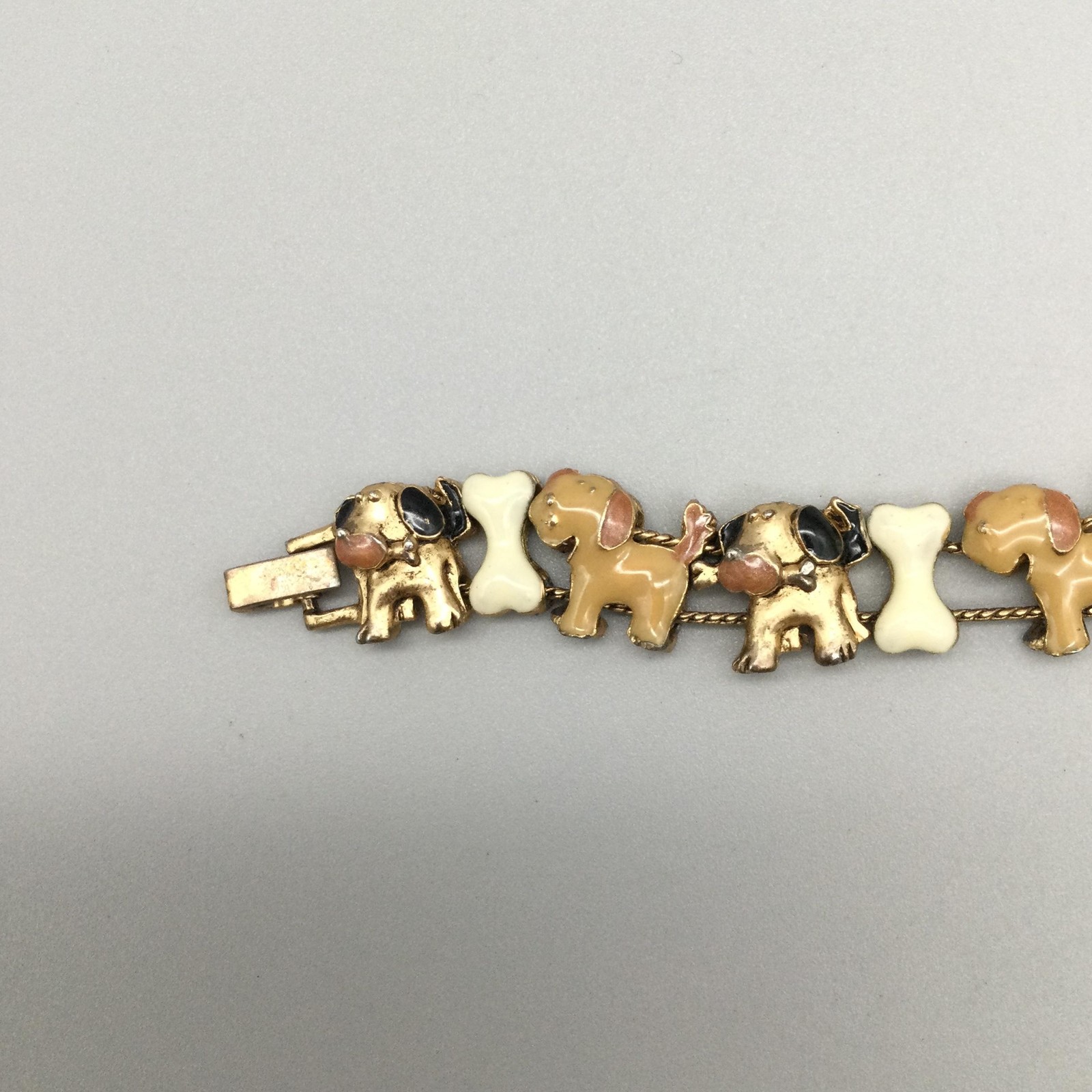 Vtg Jennie B Dog Watch 24mm Womens Slide Charm Bracelet New Battery 7.5″