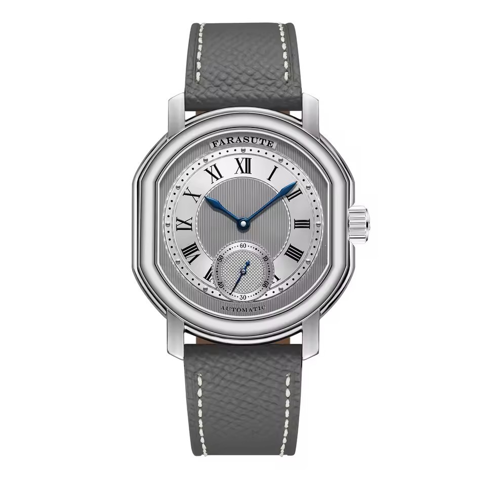 FARASUTE Men Automatic Watch 38mm Mechanical Wristwatch Oval Case Peacock Mov.