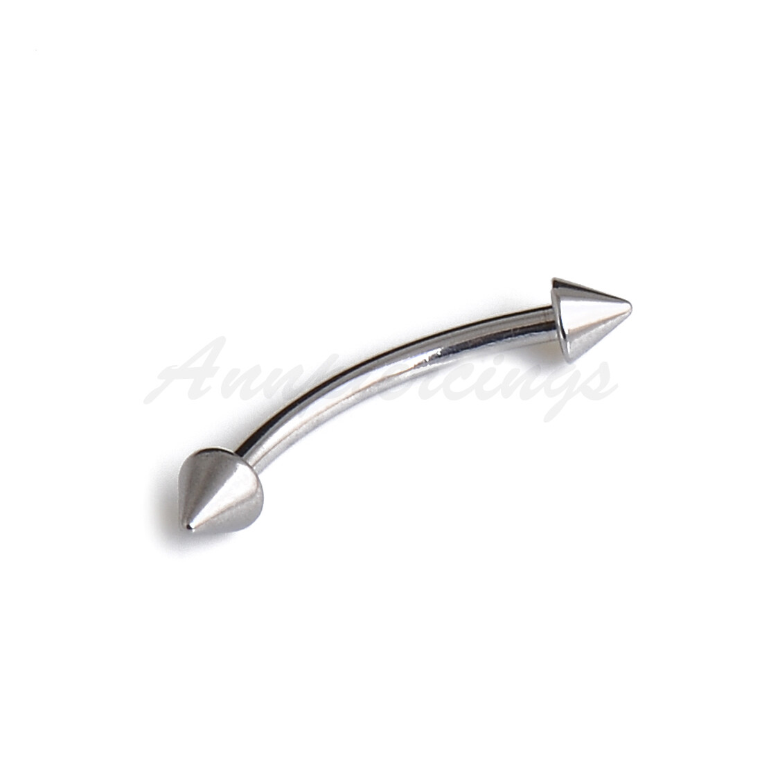 1pc 16G 14G 316L Steel Curved Banana Eyebrow Barbell with Cone SPIKES