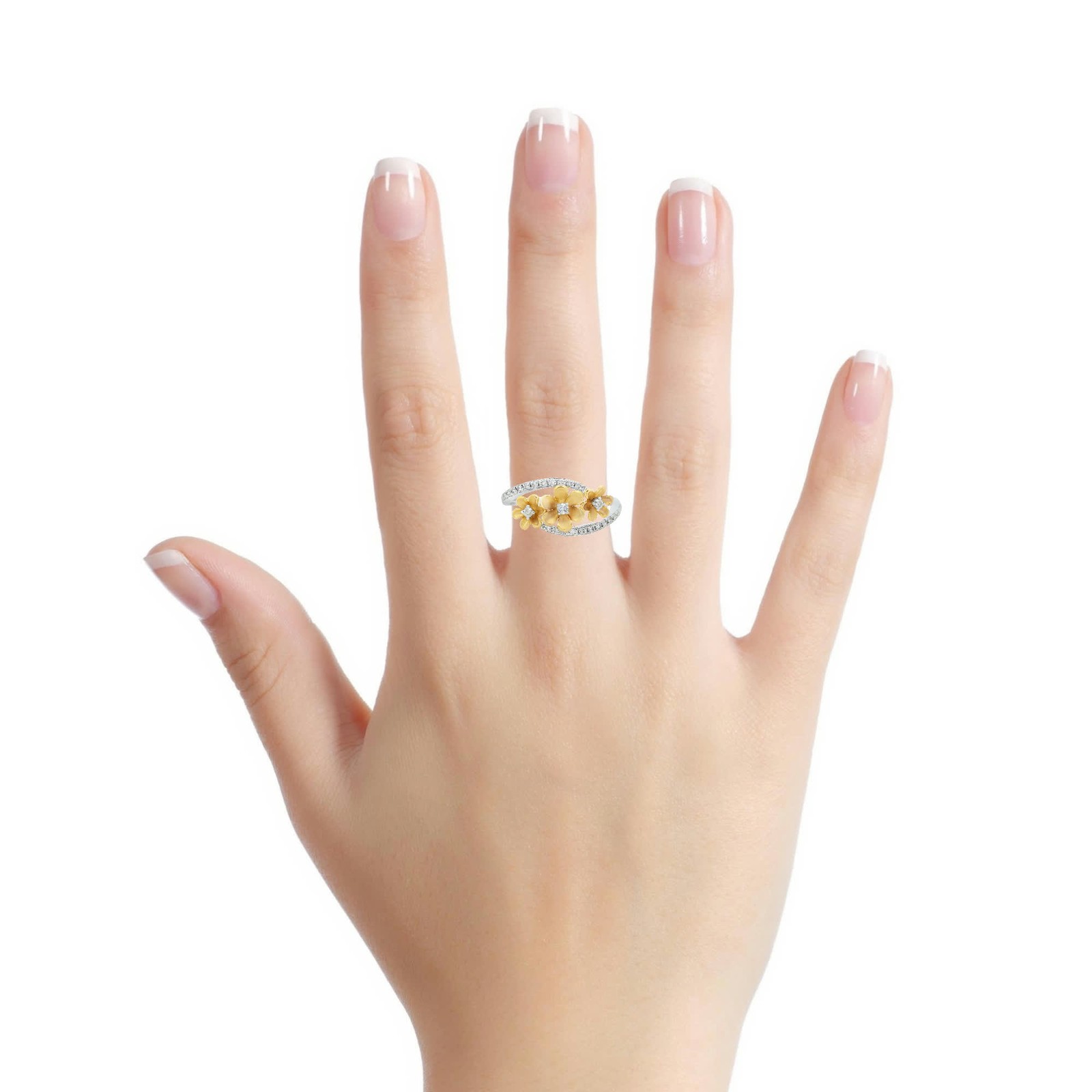 0.23ct Natural 27-Diamond Pavé Ring, 14k Multi-Tone Gold, Size 7
