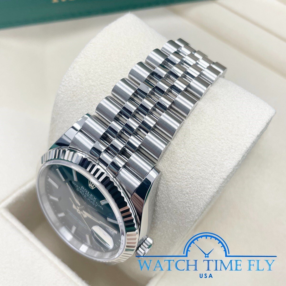 Rolex 126234 Stainless Steel Datejust 36mm Fluted Bezel Blue Index Dial Jubilee