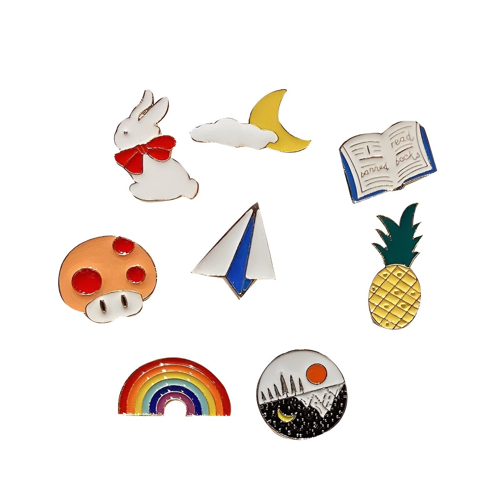 10-50pcs Random Enamel Pins Cute Animal Plant Metal Brooch Badges Set Gift