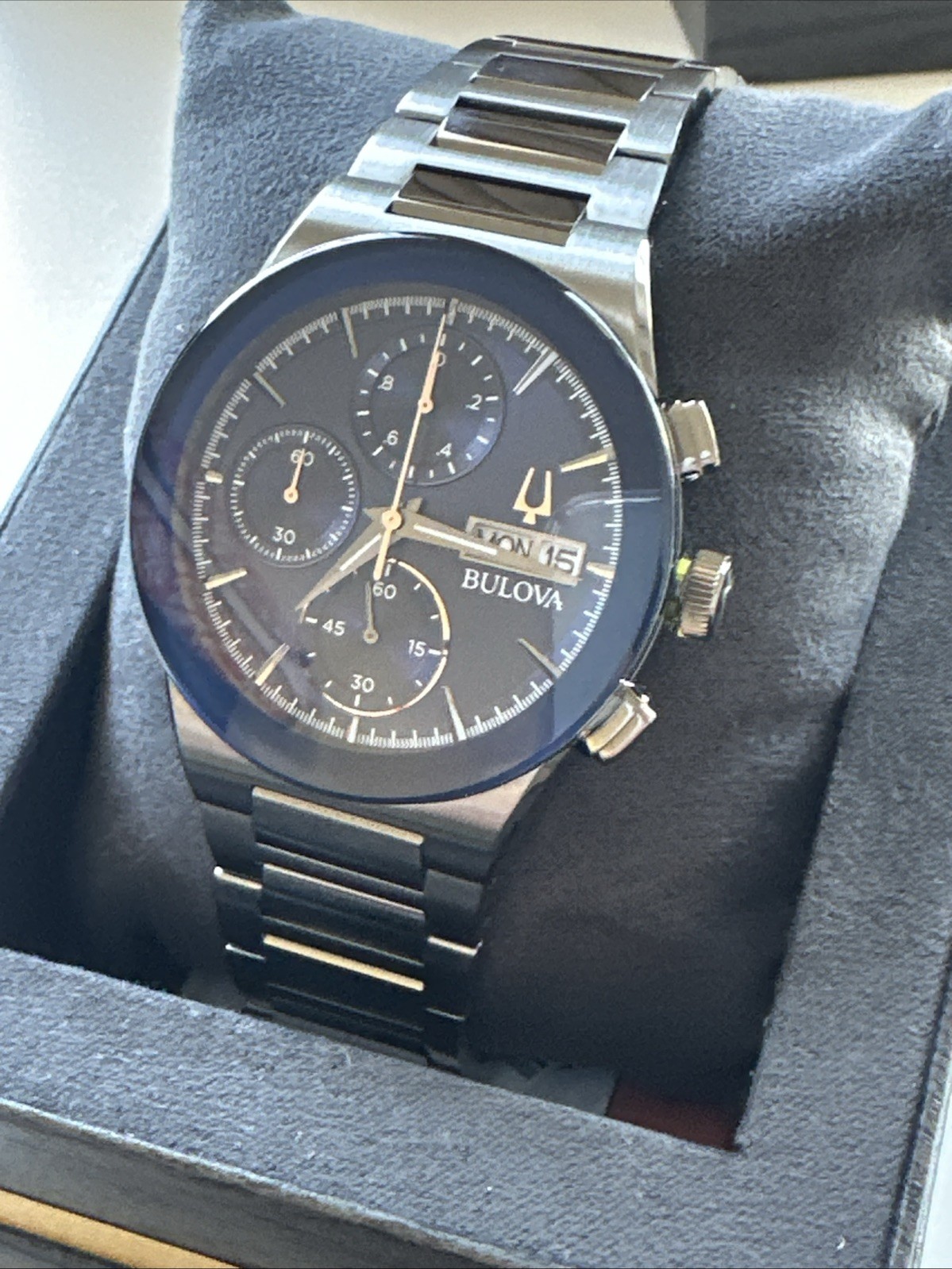 Bulova Men’s Quartz Chronograph Date Silver Stainless Steel Watch 41 MM 98C143