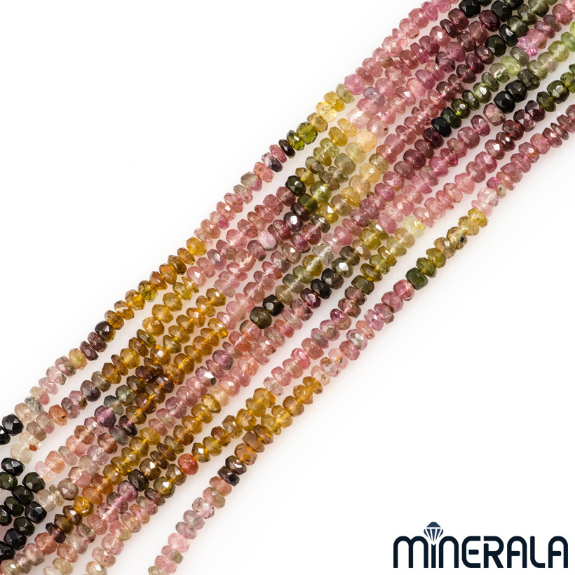 NATURAL TOURMALINE GEMSTONE FACETED ROUNDELLE 3.5mm BEADS 15″ STRAND