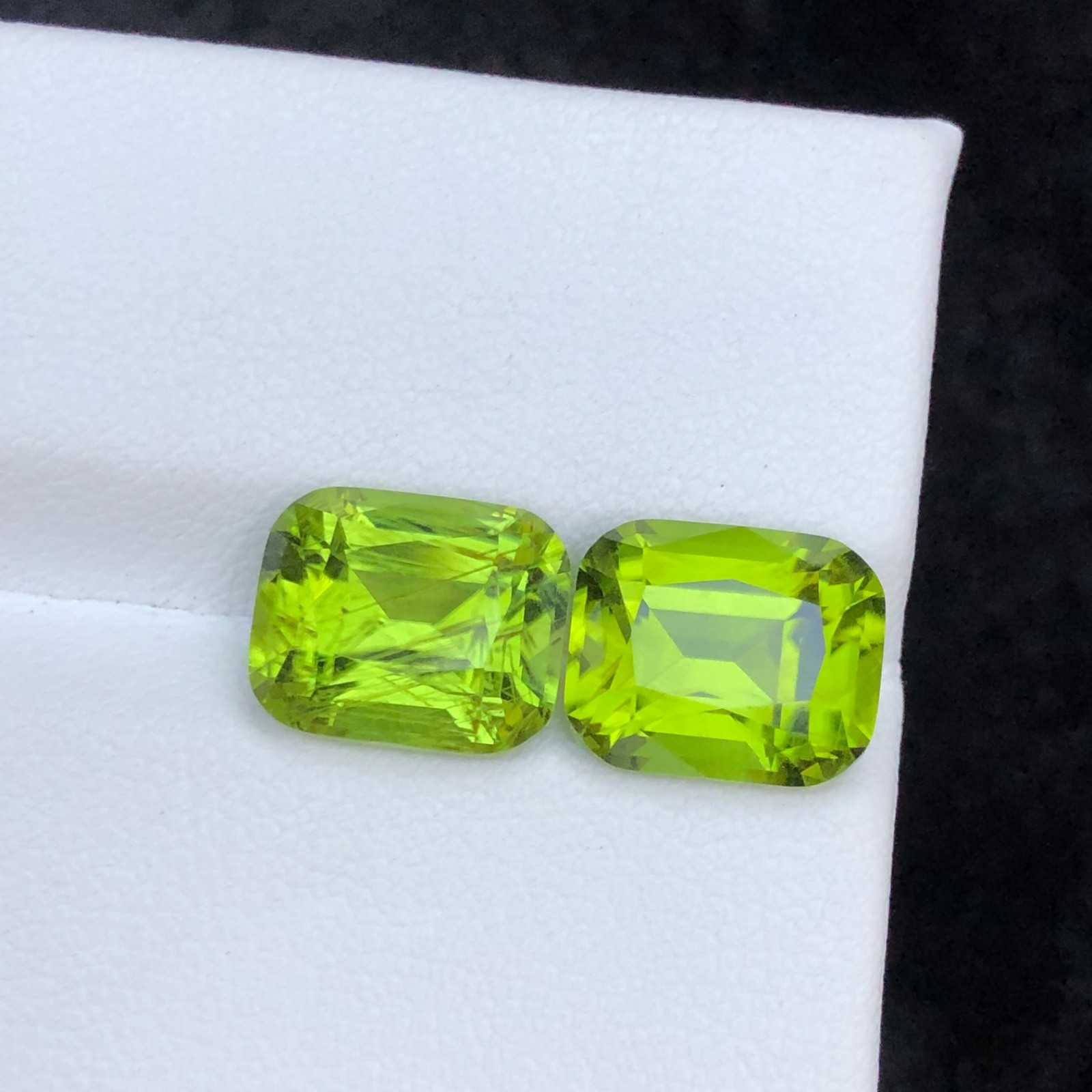10.35 carat Natural Green Peridot pair with Cushion cut origin from Pakistan