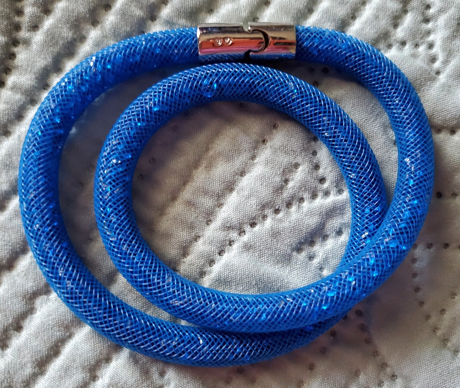 Swarovski 5184789 Stardust Double Wrap Bracelet / Choker, Medium, Capri Blue