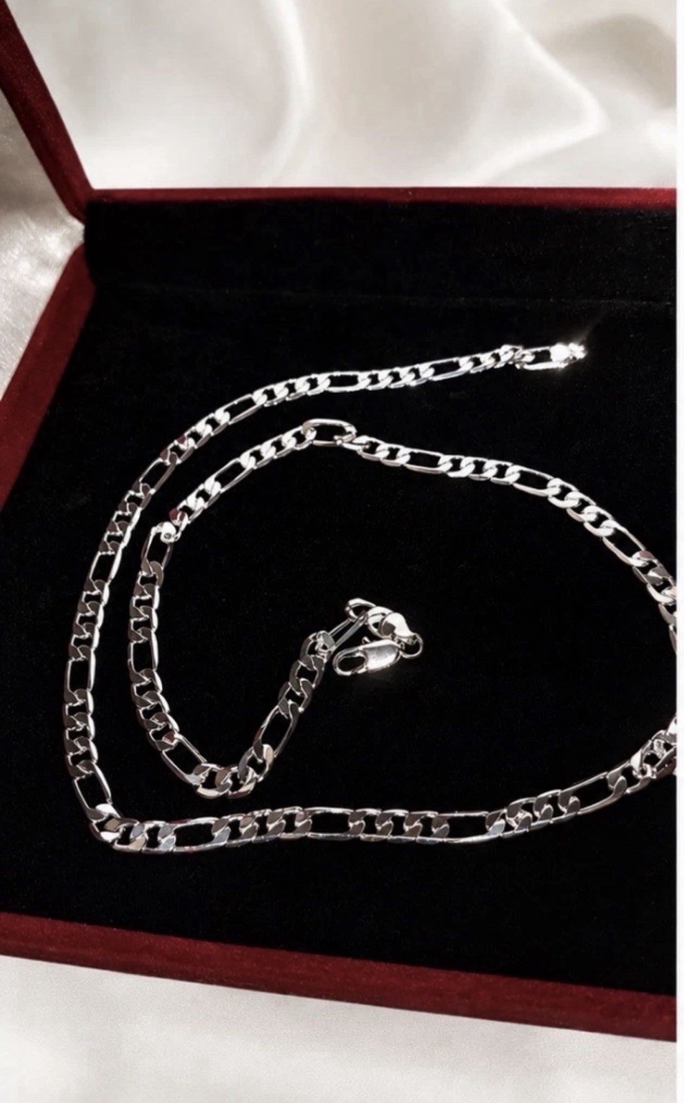 REAL marked 925 Silver Necklace Chain 26 Inch 4MM Figaro