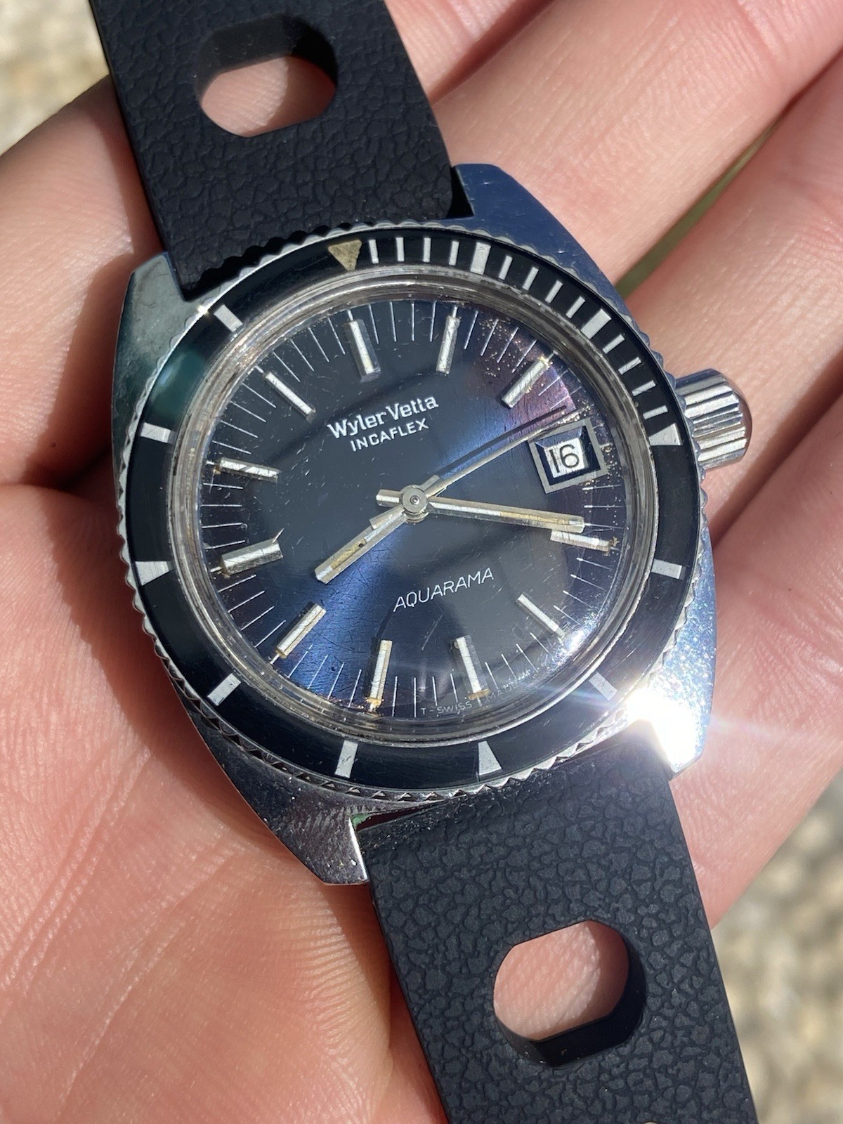 Vintage Rare Wyler Vetta Aquarama Automatic Diver Sub Watch