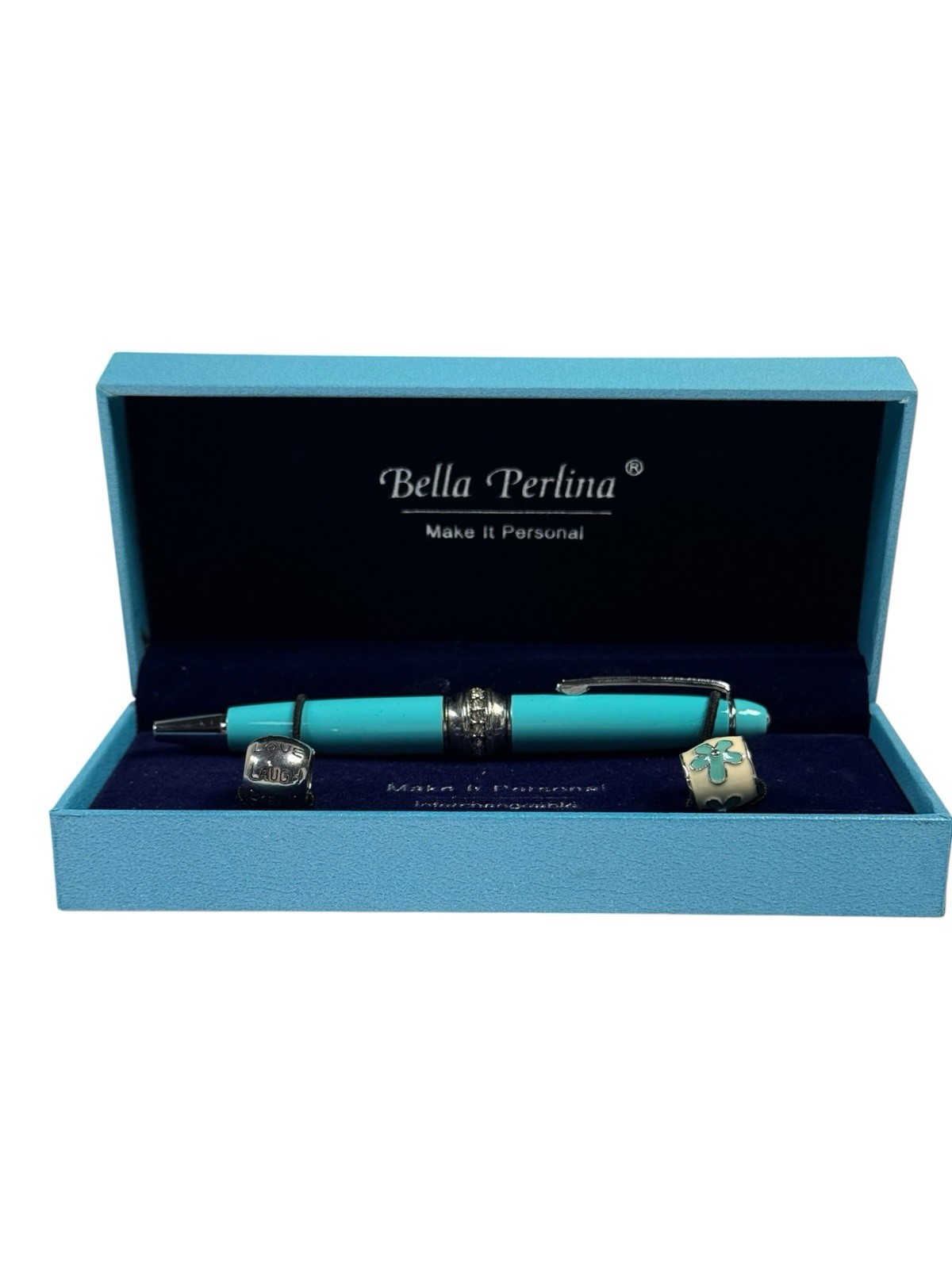 Bella Perlina Turquoise Beaded Pen Gift Set w/ Interchangeable Charms Boxed New