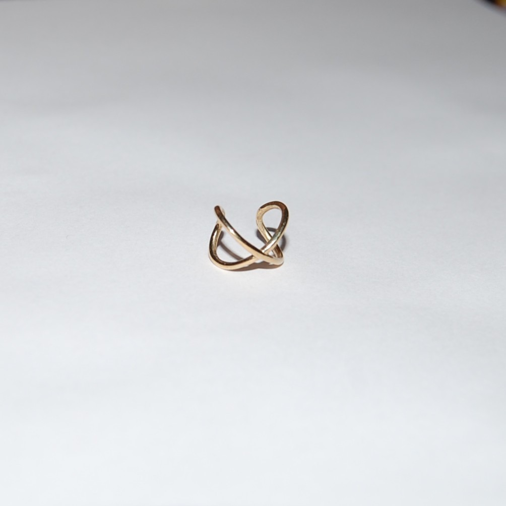 10K Solid Yellow Gold Hoop Earrings Infinity Ear Cuff 100%AUTHENTIC 10KT Stamped