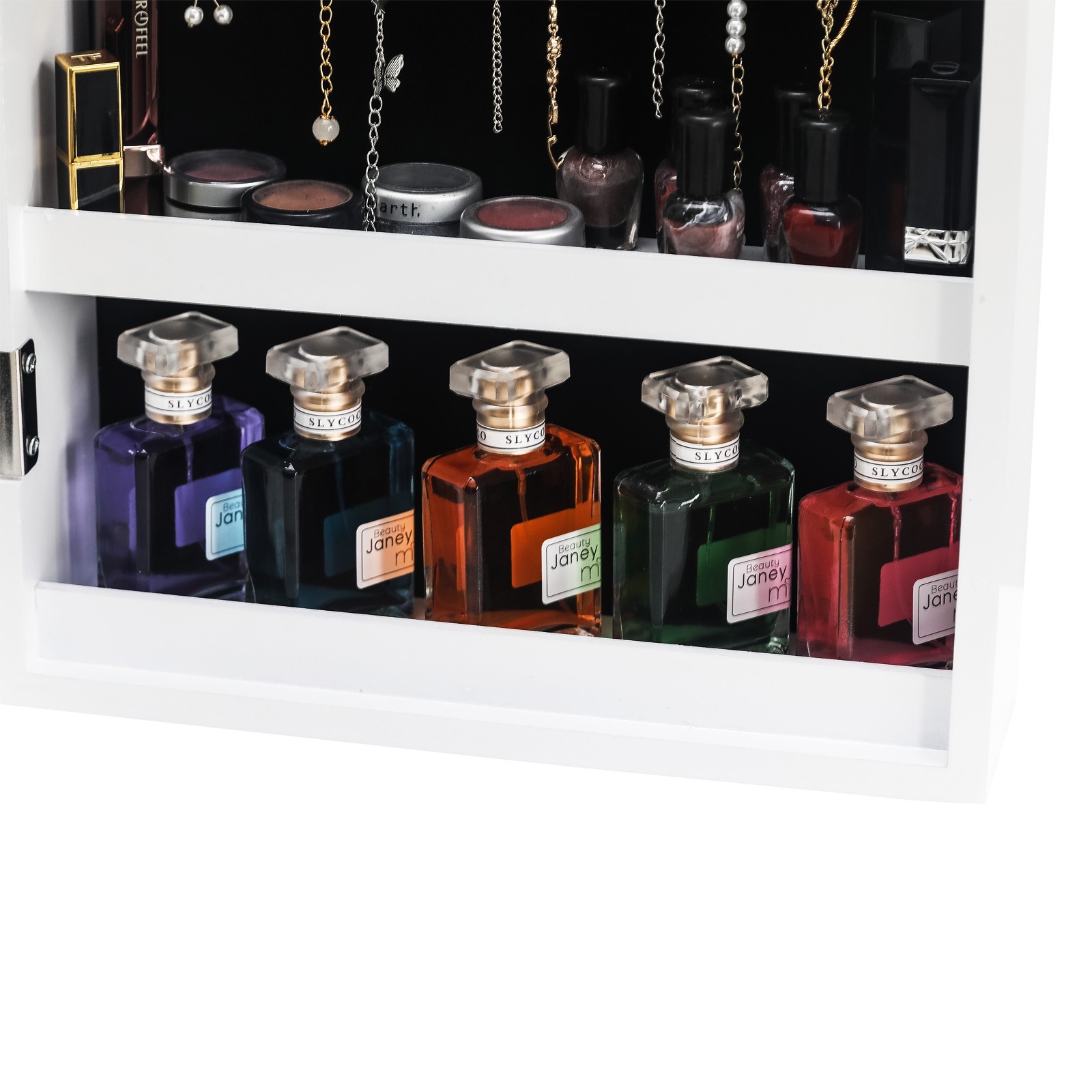 Simple PVC Wood Grain Coating Photo Storage Damp-proof Jewelry Mirror Cabinet