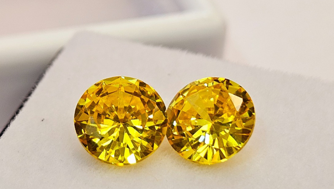 Yellow Zircon Round Cut 3+ Ct Pair For Earring Making Loose Gemstone